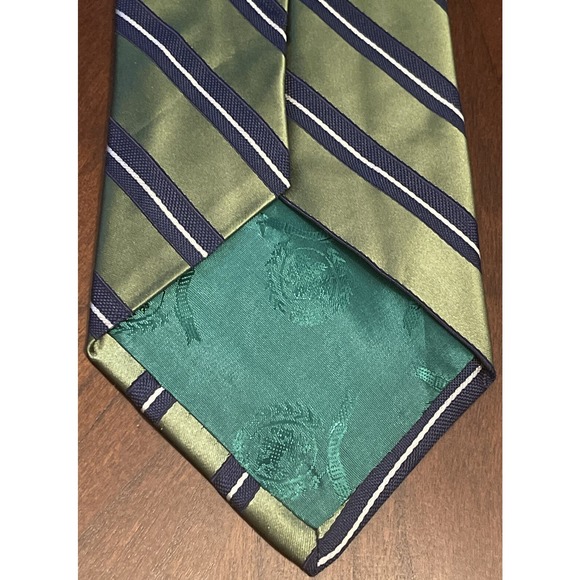 Tommy Hilfiger Green Hilfiger Green Blue 100% Silk Men’s Neck Tie Made In Usa - Picture 2 of 9